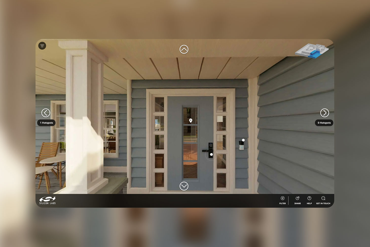 Silicon labs homes website 360 degree view of the entrance.